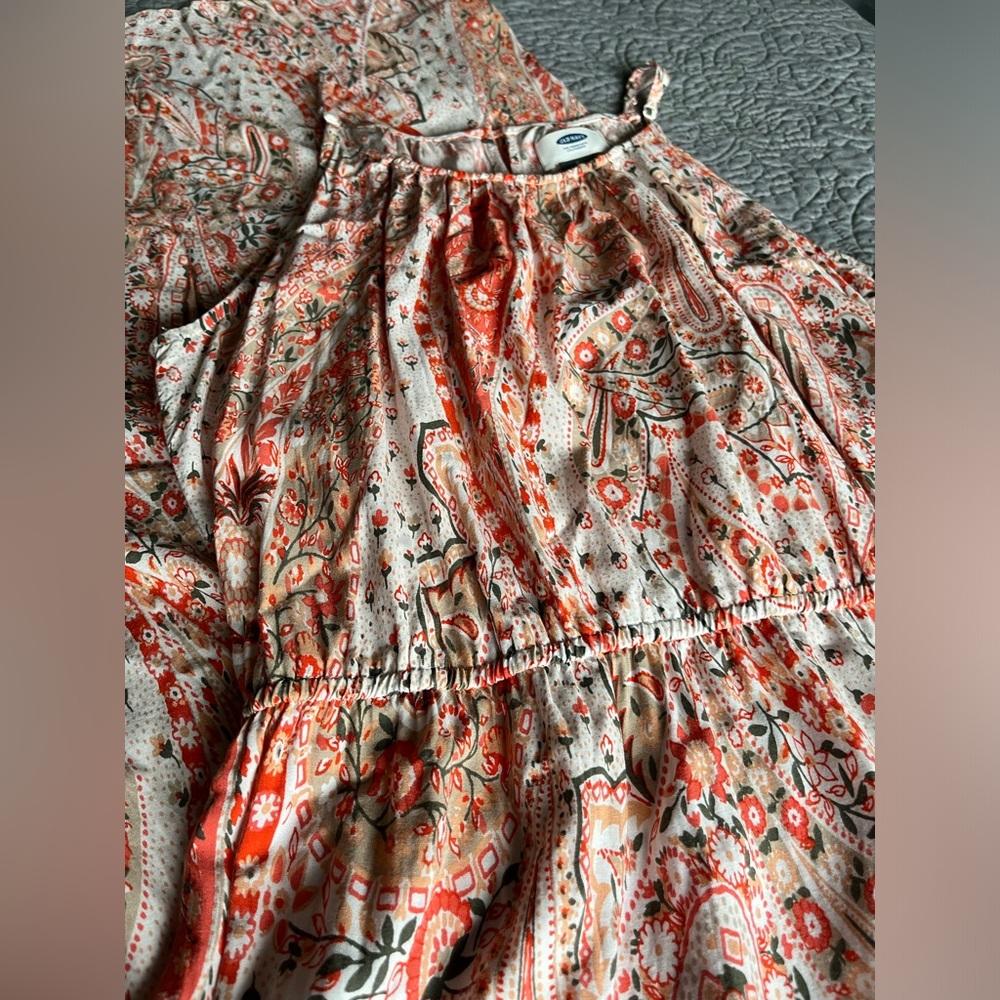 Free add on: Coral and Olive Floral Maxidress Old Navy size S